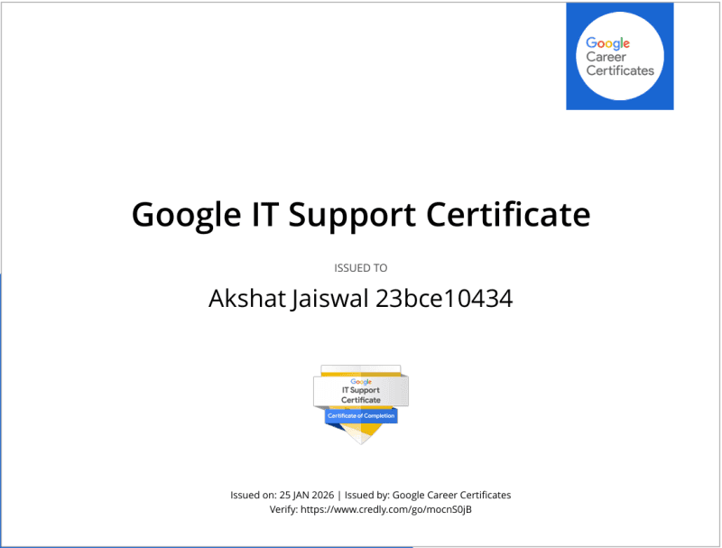 Google IT Support Certificate
